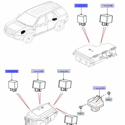 RELAIS NOIR, 20 AMP, 5 BORNES, MICRO, HELLA, RELAIS MULTI-FONCTIONS LR004692