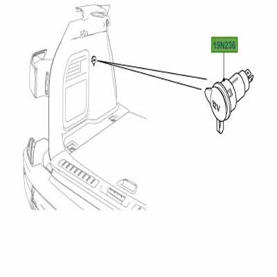 PRISE SITUÉE À L’INTÉRIEUR DU COMPARTIMENT À BAGAGES LR007412