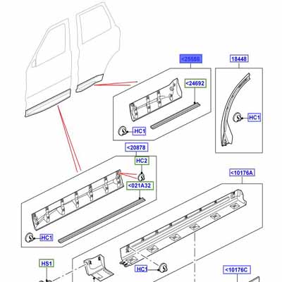 MOULURE – PORTE EXTÉRIEURE ANTHRACITE, ARRIÈRE, DROITE LR024089