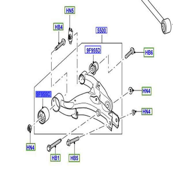 BUSH SUSPENSION ARM LOWER FRONT REAR SUSPENSION  LR051611G