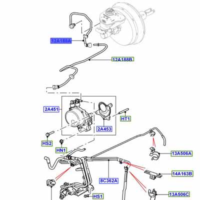 HOSE – VACUUM TO BRAKE BOOSTER, INCLUDES VACUUM SENSOR LR067249