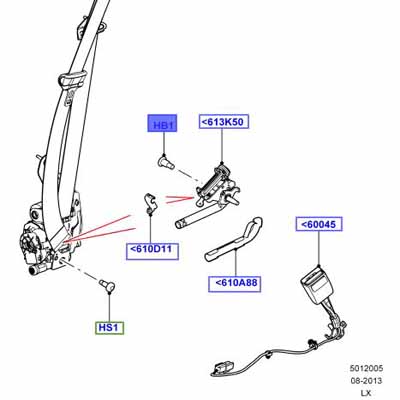 BOLT M10 X 28MM SEAT BELT ASSEMBLY LR080344