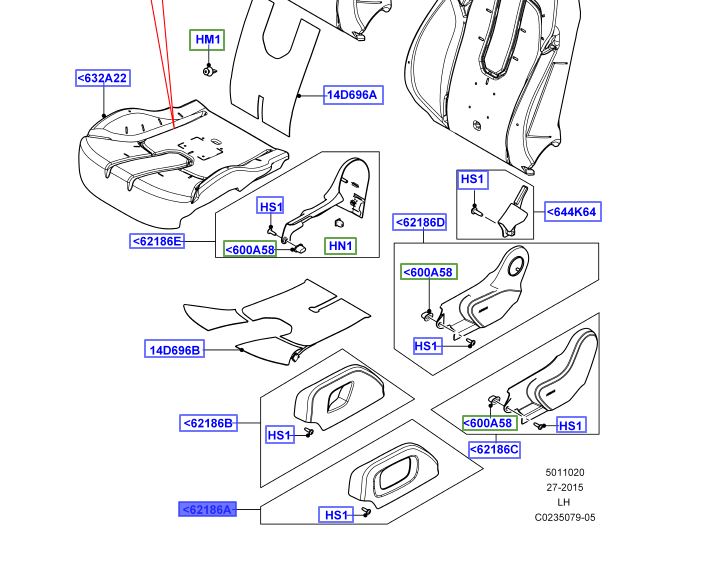 VALANCE – SEAT CUSHION LEFT HAND OUTER LR026483