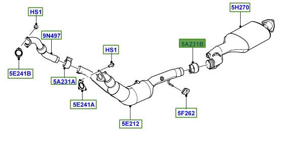 CLAMP 70MM REAR, FRONT EXHAUST SYSTEM LR077709