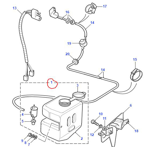 WINDSCREEN WASHER BOTTLE – HEADLAMP WASHER – DEFENDER PRC5744