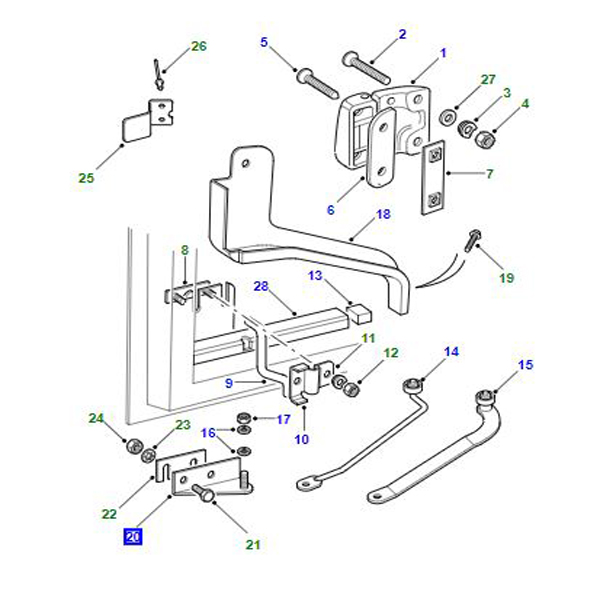 BRACKET ASSEMBLY REAR DOOR CHECKER RIGHT HAND BFU710020