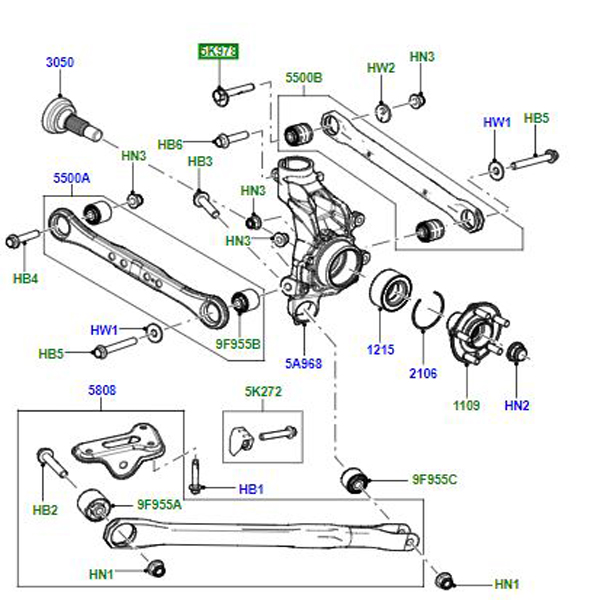 M14 X 85MM BOLT REAR SUSPENSION ARMS LR001126