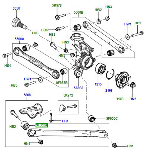 BUSH REAR SUSPENSION ARMS LR001182