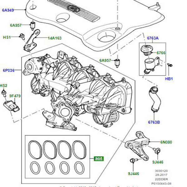 KIT DE JOINTS DU COLLECTEUR D’ADMISSION LR005364