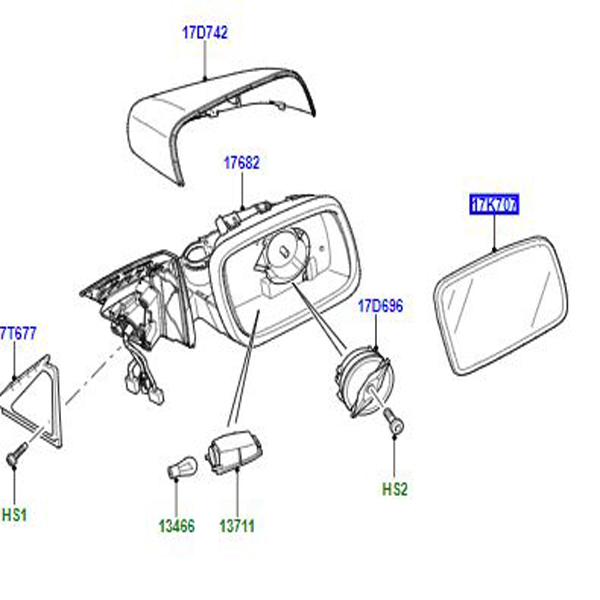 GLASS REAR VIEW MIRROR RIGHT HAND CONVEX  LR011058