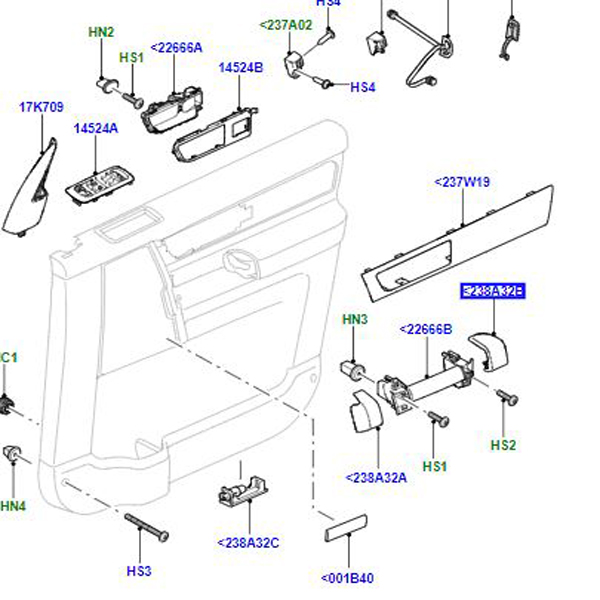 COVER FRONT LEFT HAND DOOR HANDLE INTERIOR REAR LR013514