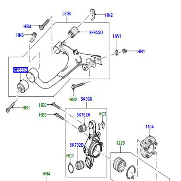 BUSH FRONT UPPER REAR SUSPENSION ARMS LR051621