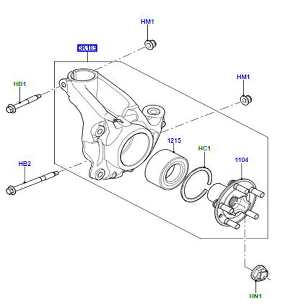 KNUCKLE ASSEMBLY RIGHT HAND  FRONT HUB LR055289