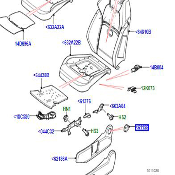 HANDLE SEAT BACK ADJUSTER FRONT SEATS LR079303