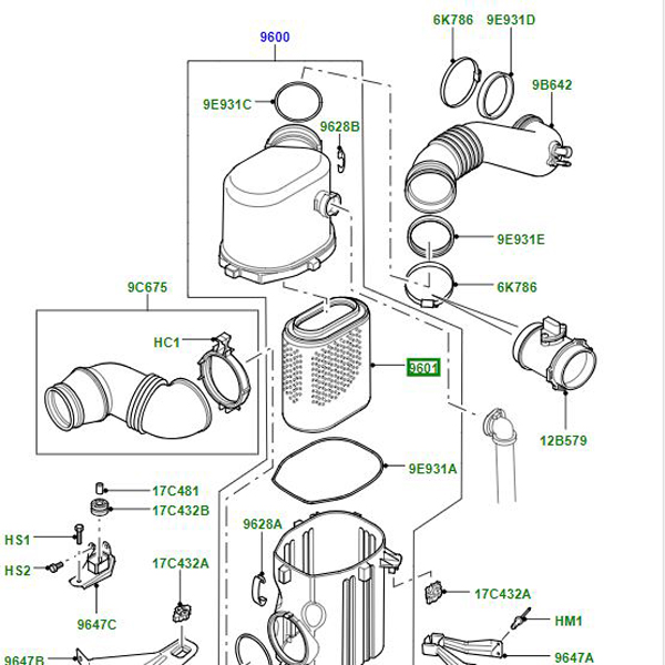 FILTRE A AIR 4.4L V8 PETROL L322 PHE000050