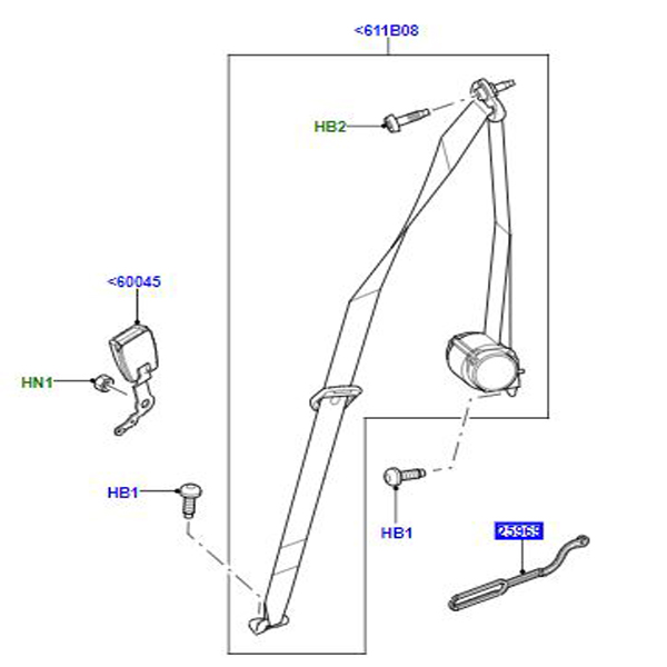 REAR SEAT BELT SAFETY SECURING STRAP LR014331