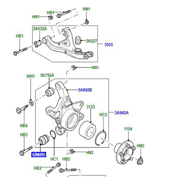 BUSH LOWER REAR KNUCKLE LR032644