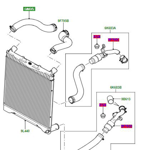 TUYAU INTERCOOLER SUPÉRIEUR DROIT PNH500510