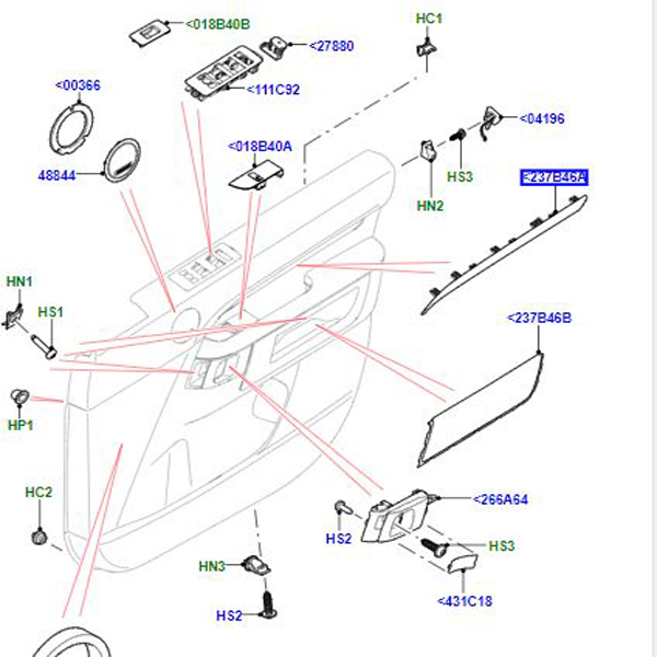 INTERIOR DOOR FINISHER LEFT HAND FRONT AND REAR DOOR  VENEER GLOSS CHARCOAL OAK LR082418