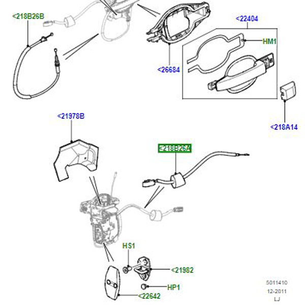 CABLE DOOR RELEASE CONTROL INTERNAL LR011173