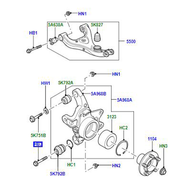 BOLT REAR KNUCKLE M16 X 98MM RYP000071