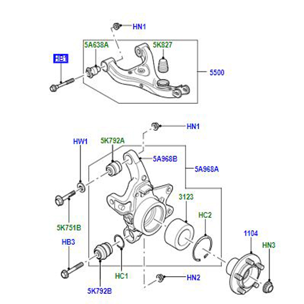 BOLT REAR KNUCKLE M14 X 105MM RYP000081