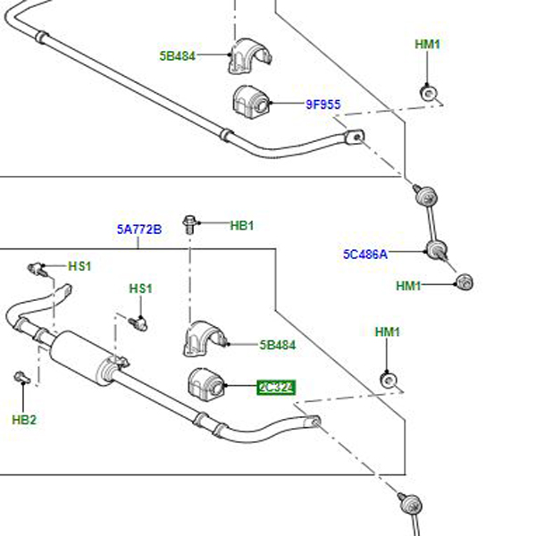 BUSH REAR STABILISER BAR WITH ACE RVU000022