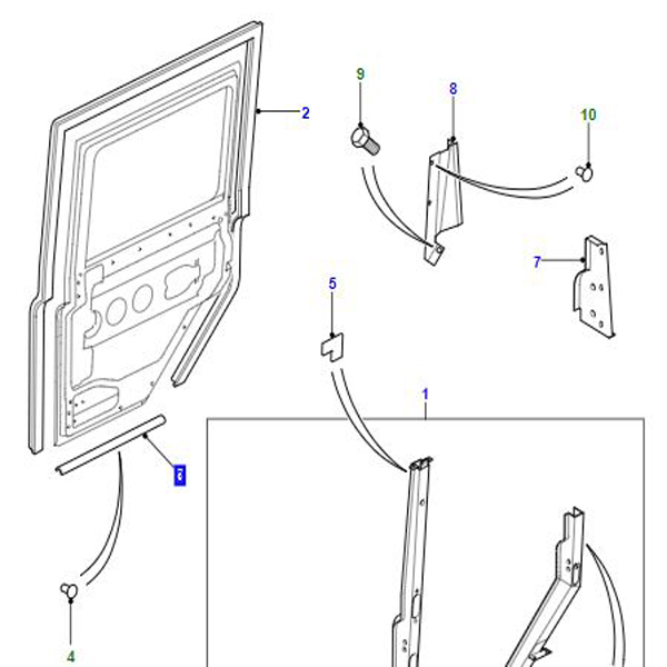 DOOR SEAL LEFT HAND REAR DOOR BOTTOM LR029308