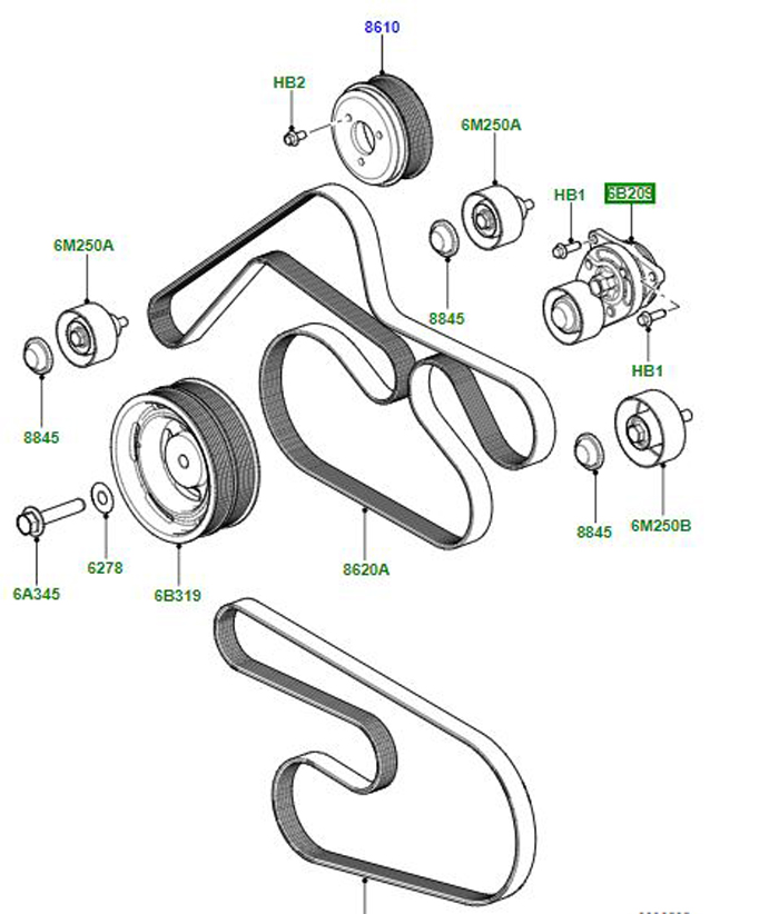 TENSIONER 3.6L V8 DIESEL PQG500160