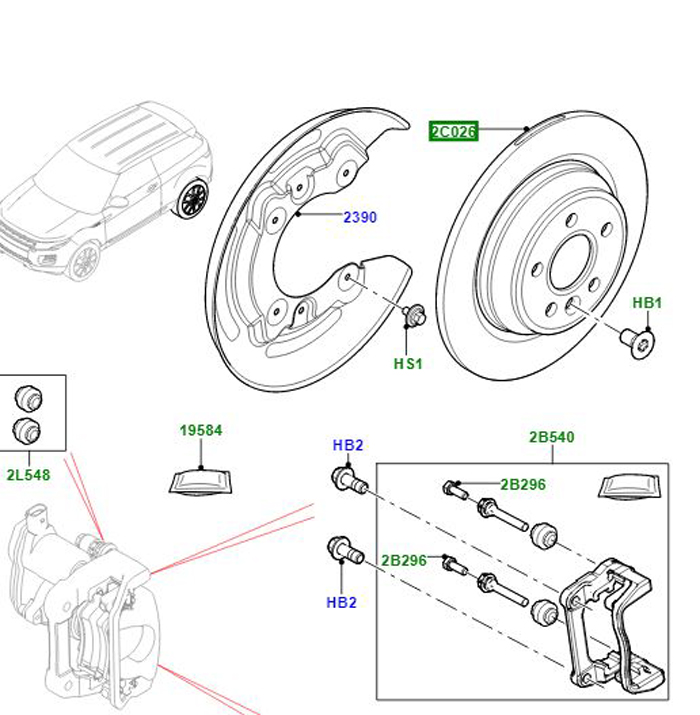 REAR BRAKE PAD SET 5.0+4.4 G-CAT  LR134882G