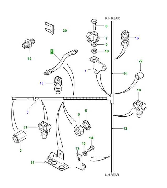 REAR BRAKE PIPE FLEXIBLE HOSE LESS ANTI LOCK BRAKES MAIL BOTH ENDS SHB500220