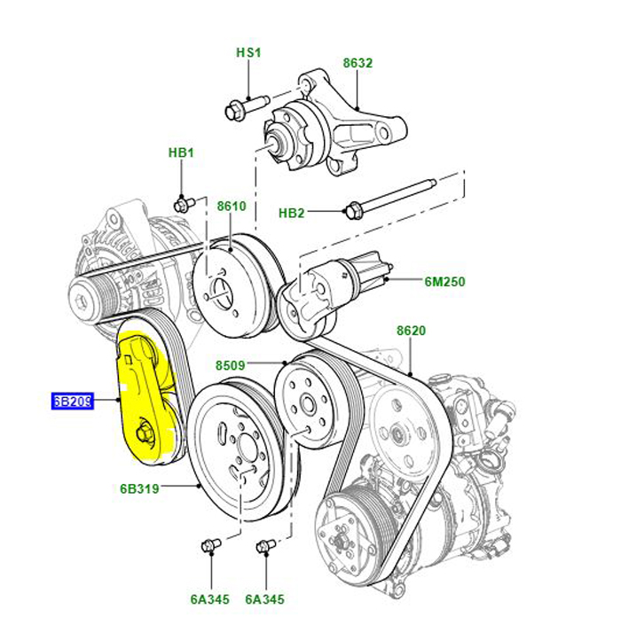 TENSIONER 2.7L  &  3.0L V6 LR035493