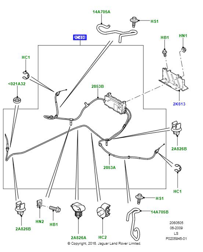 ELECTRIC PARKING BRAKE ACTUATOR AND CABLES LR072318