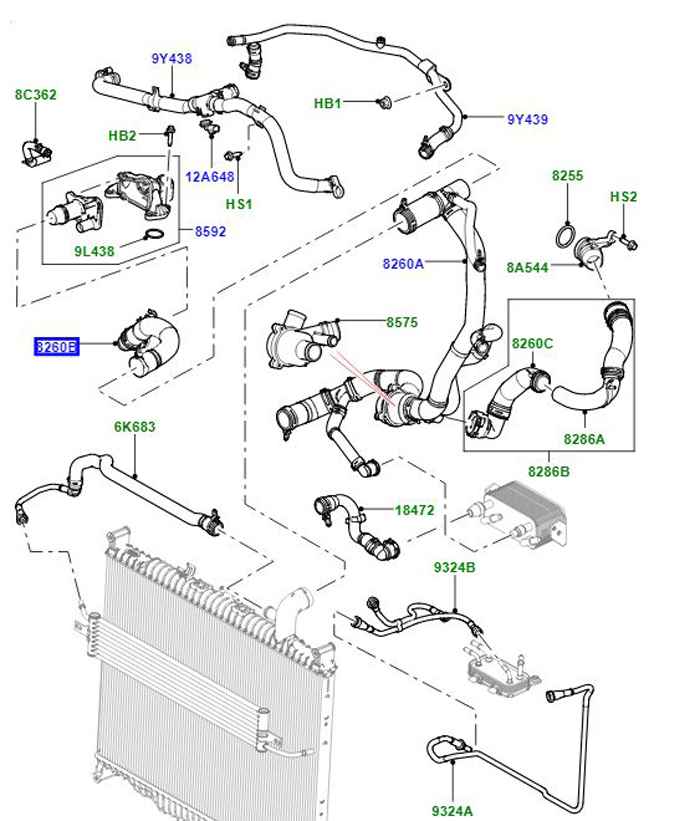 TOP HOSE ENGINE COOLING LR095544