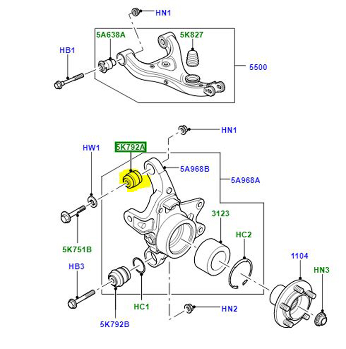 BUSH REAR KNUCKLE RHF000260