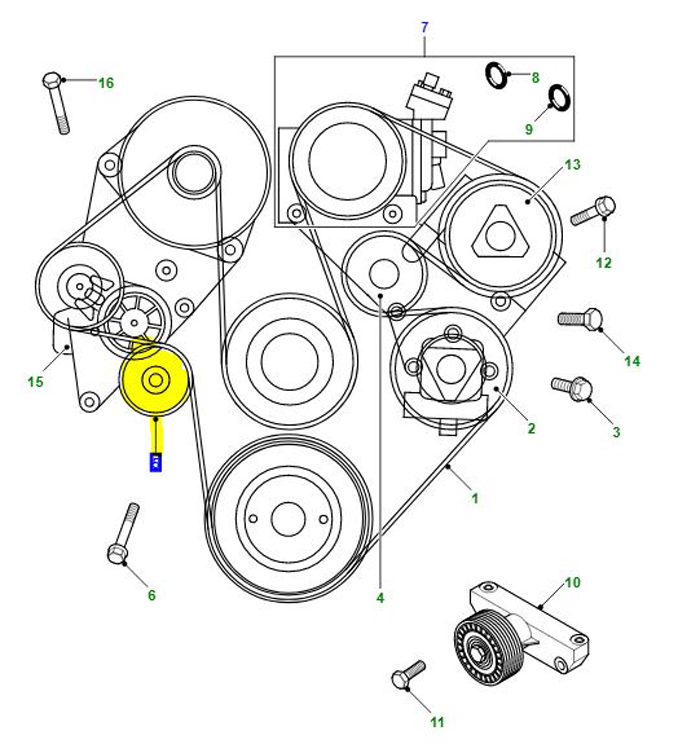 IDLER TIMING BELT V8 WITH AIR CONDITIONING PQR500060
