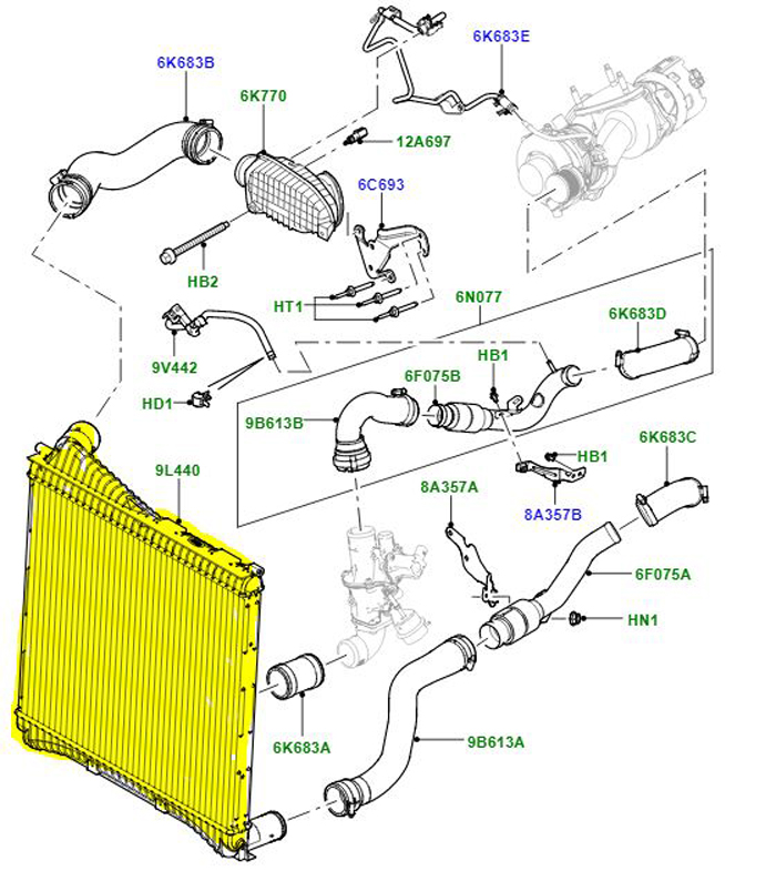 INTERCOOLER 3.0L V6 DIESEL LR015603G