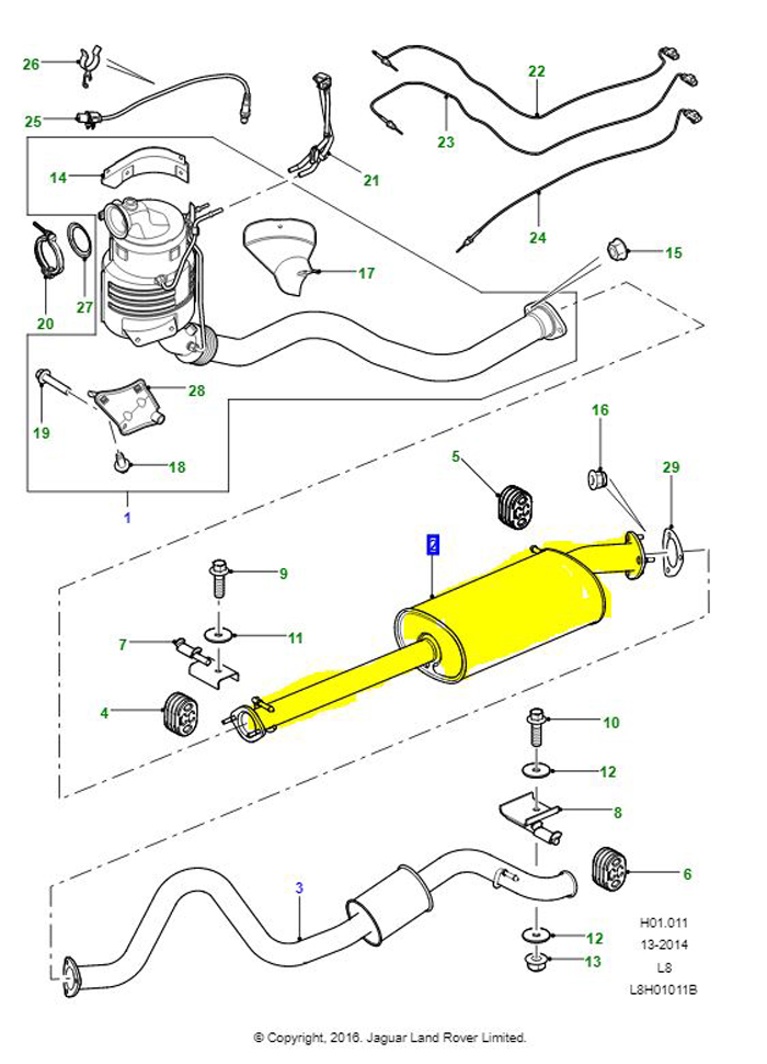 EXHAUST CENTRE MUFFLER DEFENDER PUMA 110 LR066090