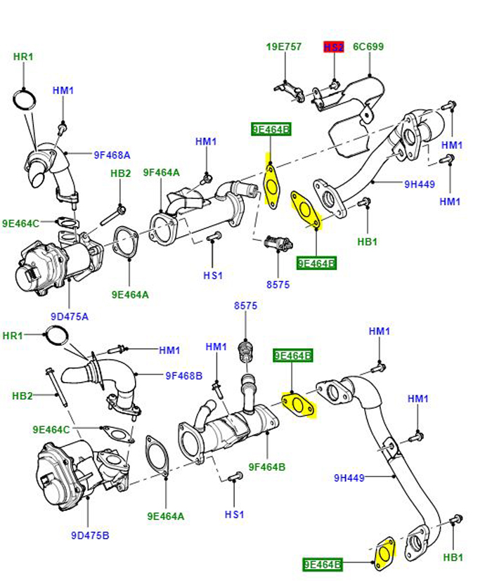 JOINT TUYAU D’ENTRÉE DU REFROIDISSEUR EGR 3.6L V8 LR004250