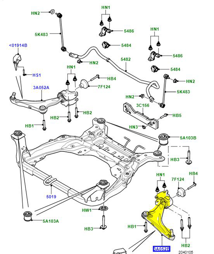 FRONT SUSPENSION ARM LEFT HAND LOWER LR078657