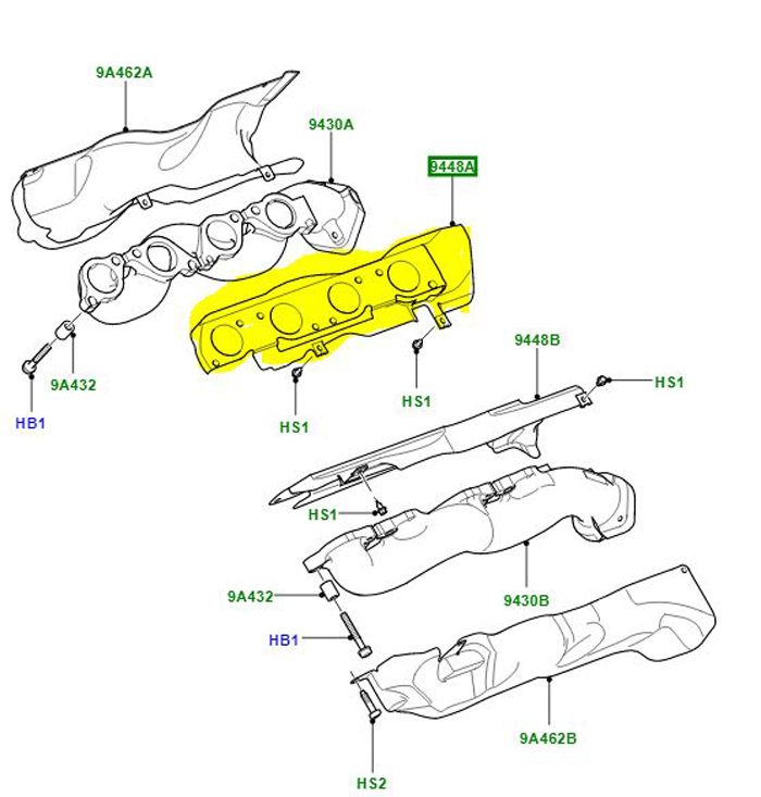 EXHAUST MANIFOLD GASKET 5.0L V8 PETROL RIGHT HAND LR010839