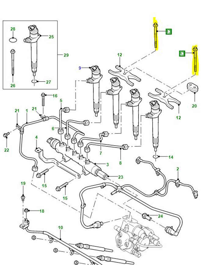 BOLT INJECTOR FIXING 2.4L PUMA LR019168