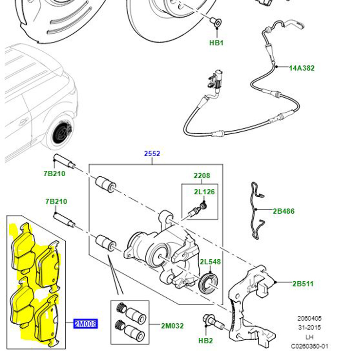 BRAKE PAD SET REAR FRONT WHEEL DRIVE STANDARD LR110327 LR160436G