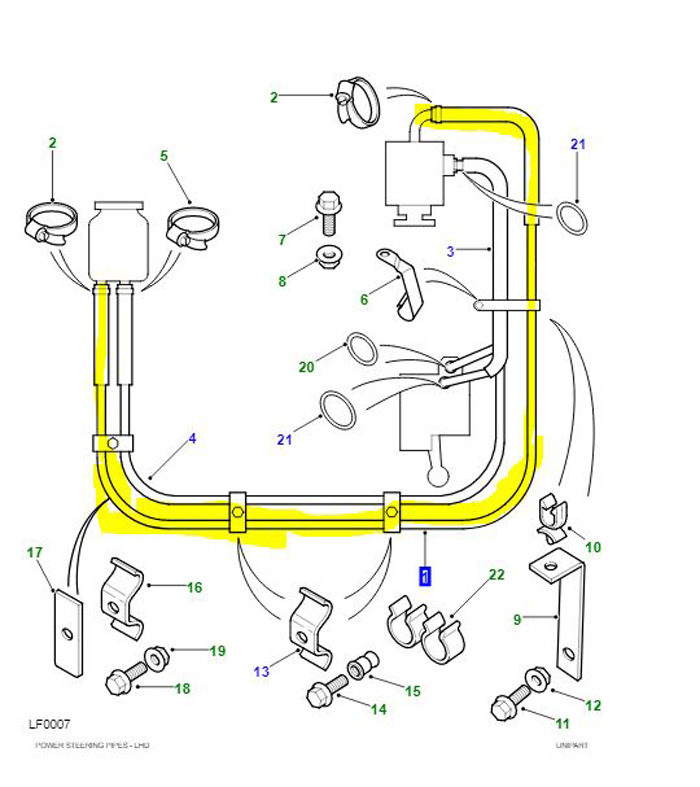 TUYAU – RESERVOIR DE DIRECTION ASSISTEE A LA POMPE DEFENDER TD5 QEH102570