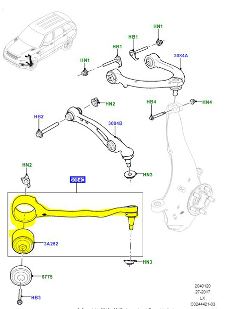 FRONT SUSPENSION ARM LEFT HAND LR148060