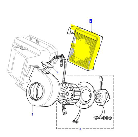 HEATER MATRIX 12V, WITH HORIZONTAL INLET/OUTLET PIPES JEF100220