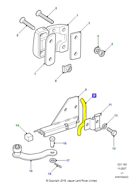 BAR TORSION HINGE ATTACHMENT LEFT HAND ALR2319