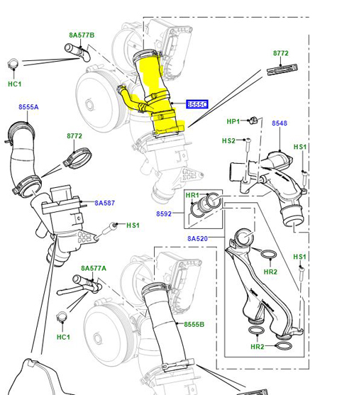 TUYAU THERMOSTAT>COOLANT PIPE TD5 DIS2 PEH101070