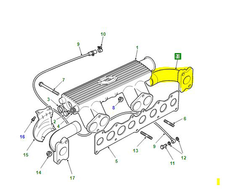 COLLECTEUR D’ÉCHAPPEMENT DU MOTEUR DROIT 300Tdi ERR4001