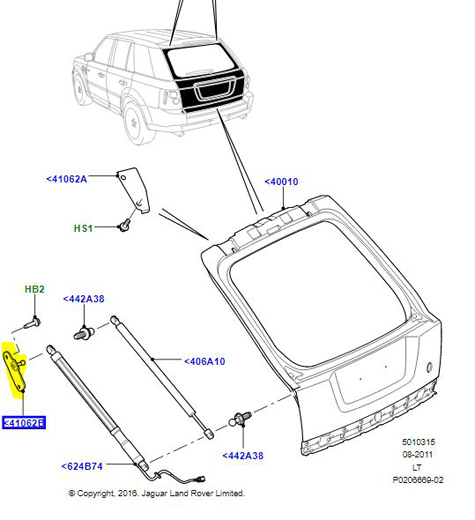 BRACKET POWER TAILGATE LEFT HAND LR095809